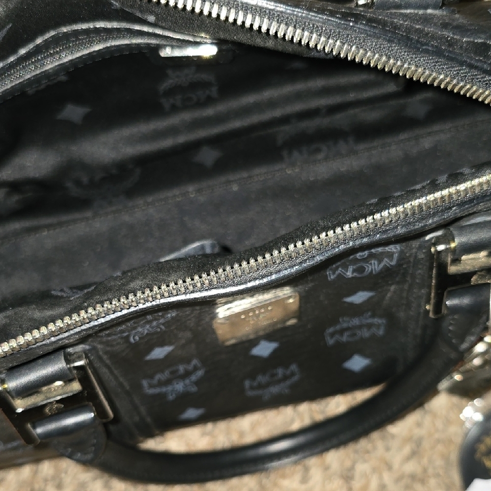Authentic MCM Black Purse with Silver Accents & Charm - Picture 3 of 5